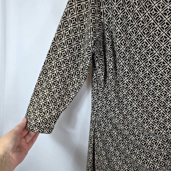Lauren Ralph Lauren Ruched Sheath Dress Women's Size 16 Black & Tan Geo Print - Picture 5 of 15